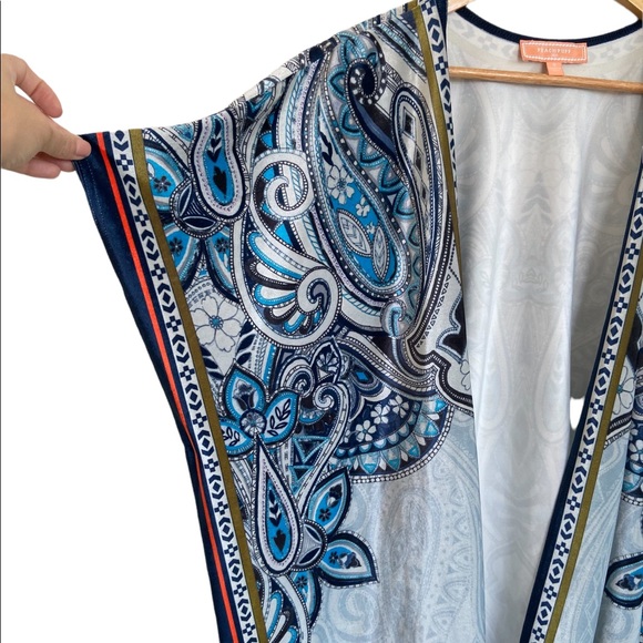 Peachpuff Velvet Boho Fringe Kimono - Picture 5 of 9